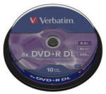 Verbatim DVD + R (10-es csomag) Kétrétegű / 8x / 8, 5 GB / orsó (43666)