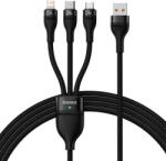 Baseus Cablu de Date Baseus 3in1 USB Flash Series, USB-C + micro USB + Lightning, 100W, 1.2m Negru (24321)