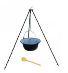 Perfect Home Zománcozott bogrács szett 10liter, 1, 2m állvánnyal, 40cm fakanállal (71008/71053/19099)