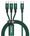 Baseus Rapid 3in1 USB Typ C - USB Typ C / Lightning / micro USB cable 20 W 1, 5 m green (CAMLT-SC06)