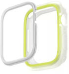 Apple Watch 1-6, SE (44 mm) / Watch 7-8 (45 mm), Műanyag + szilikon védőkeret, szíj nélkül, közepesen ütésálló, 2 db cserélhető kerettel, Uniq Moduo, zöld/fehér - tok-shop