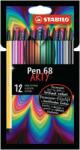 STABILO Filctoll készlet, 1 mm, STABILO "Pen 68 ARTY", 12 különbözõ szín (12 db) (TST68121)
