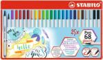 STABILO Ecsetirón készlet, fém doboz, STABILO "Pen 68 brush", 19 különbözõ szín (25 db)