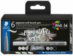 STAEDTLER Ecsetirón készlet, STAEDTLER "Pigment 372", 6 különbözõ fekete és szürke árnyalat (6 db) (TS372C6)