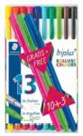 STAEDTLER Tűfilc készlet, 0, 3 mm, STAEDTLER "Triplus 334", 10+3 különbözõ szín (13 db) (TS334TB13)