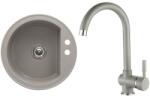 Casa Blanca CasaBlanca Rondo Set promo chiuveta bucatarie granit cu 1 cuva + baterie GREY4H), gri (RONDO GRI/GREY4H)