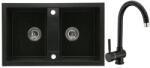 Casa Blanca CasaBlanca Duo Set promo chiuveta bucatarie granit cu 2 cuve + baterie BLACK4H), negru (DUO NEGRU/BLACK4H)