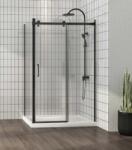 Fluminia Cabina de dus Fluminia, Panda black, 120 x 90, cu usa culisanta si perete lateral fix, negru (R13RE01BL 120X90)