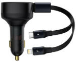 Baseus Enjoyment autós töltő + 2 kábel USB-C + Lightning 3A, 30W fekete (CGTX000001)