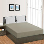 HomePuls Cearsaf de pat cu elastic Damasc Policoton dunga 1 cm, 230x250 cm pentru saltea 180x200 cm, Bej Cappuccino Lenjerie de pat