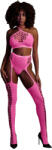 Ouch! Glow in the Dark Two Piece with Crop Top and Stockings Neon Pink S/M/L