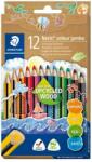 STAEDTLER Színes ceruza készlet, háromszögletű, STAEDTLER "Noris® colour jumbo 188", 12 különbözõ szín (12 db)