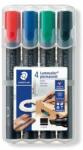 STAEDTLER Alkoholos marker készlet, 2-5 mm, vágott, STAEDTLER "Lumocolor® 350", 4 különbözõ szín (4 db)