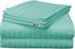 HomePuls Cearsaf de pat 2 persoane Damasc Policoton dunga 1 cm, 220 x 230 cm, Turcoaz Deschis