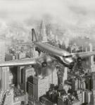  Repülőgép a város felett, poszter tapéta 225*250 cm (MS-3-0006)
