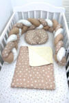 Deseda Lenjerie de pat 120x60 cm cu aparatoare impletita 180 cm mix stelute bej