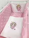 Deseda Lenjerie de patut bebelusi personalizata imprimata 120x60 cm printesa cu coronite albe pe roz Lenjerii de pat bebelusi‎, patura bebelusi
