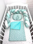 Deseda Lenjerie de pat 120x60 cm cu aparatoare impletita 180 cm mix stelute vernil