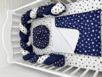 Deseda Lenjerie de pat 120x60 cm cu aparatoare impletita 180 cm mix stelute bleumarin