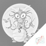  PontPöttyöző - Éhes sárkány Méret: 50x50cm, Keretezés: Kartonlemezen, Szín: Zöld