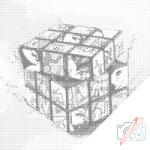  PontPöttyöző - Rubik-kocka Méret: 50x50cm, Keretezés: Kartonlemezen, Szín: Piros