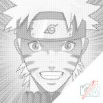  PontPöttyöző - Kakashi és Kurama Méret: 50x50cm, Keretezés: Kartonlemezen, Szín: Kék