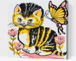  Festés számok szerint - Macska pillangóval Méret: 50x50cm, Keretezés: Kartonlemezen