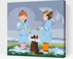 Festés számok szerint - Séta az esőben Méret: 50x50cm, Keretezés: Kartonlemezen