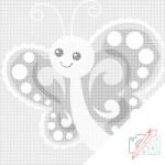  PontPöttyöző - Mosolygó pillangó Méret: 50x50cm, Keretezés: Kartonlemezen, Szín: Zöld