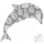  PontPöttyöző - Delfin mandala Méret: 50x50cm, Keretezés: Fatáblával, Szín: Piros