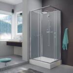 Négyoldalról zárt szögletes zuhanykabinok kpl-KCKN/ BASIC-80X100-SHP /fehér kerettel-fehét hátfallal W0 üveggel