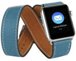 iUni Curea iUni compatibila cu Apple Watch 1/2/3/4/5/6/7, 42mm, Double Tour, Piele, Albastru (511738)