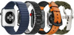 iUni Set 4 Curele iUni compatibile cu Apple Watch 1/2/3/4/5/6/7, 42mm, Bleumarin, Negru, Maro, Verde (518263)