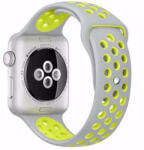iUni Curea iUni compatibila cu Apple Watch 1/2/3/4/5/6/7, 42mm, Silicon Sport, Argintiu/Galben (5031)