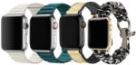 iUni Set 4 Curele iUni compatibile cu Apple Watch 1/2/3/4/5/6/7, 42mm, Alb, Verde, Crem, Negru-Alb (518195)
