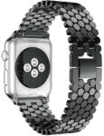 iUni Curea iUni compatibila cu Apple Watch Ultra/SE/8/7/6/5/4/3/2/1, 42mm, Jewelry, Otel Inoxidabil, Black (508240)