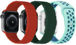 iUni Set 3 Curele iUni compatibile cu Apple Watch 1/2/3/4/5/6/7, 42mm, Silicon, Red, Green, Turquoise-Blue (518072)