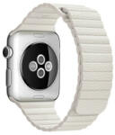 iUni Curea iUni compatibila cu Apple Watch 1/2/3/4/5/6/7, 42mm, Leather Loop, Piele, White (510885)