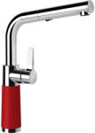 SCHOCK SC-540 Baterie chiuveta bucatarie aspect granit Cristadur monocomanda cu dus extractibil, crom/rosu (rouge) (557120ROSU)