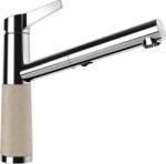 SCHOCK SC-510 Baterie chiuveta bucatarie aspect granit Cristalite monocomanda cu dus extractibil, crom/bej (sabbia) (554120SABB)
