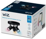 WIZ Spot LED RGB Imageo, Wi-Fi, Bluetooth, control vocal, 3xGU10, 3x5W, 1035 lm, lumina alba si color (2200-6500K), IP20, 12.3x21cm, Metal, Negru (000008719514554535)