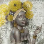 EUROFIRANY Női portrét ábrázoló falikép 541 Szürke/arany 80x80 cm