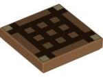 LEGO® 3068bpb0893c150 - LEGO közepes nugát csempe 2 x 2 méretű, peremmel, sötétbarna rács / Minecraft barkácsasztal mintával (3068bpb0893c150)
