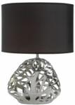 Eurofirany Dakota asztali lámpa matt szövetbúrával Ezüst/fekete 37x19x52 cm