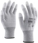 ROCK SAFETY Manusi ESD din poliester din fibra de carbon cu varfurile degetelor imersate in PU, versiune economica, marime: 08, Gri, Rock Safety Zebra-1-Eco ZEBRA-1-ECO/08
