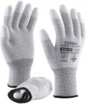 ROCK SAFETY Manusi ESD din poliester din fibra de carbon cu varfurile degetelor imersate in PU, marime: 09, Gri, Rock Safety Zebra-1-V ZEBRA-1-V/09