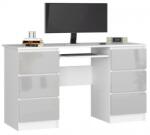 AKORD Íróasztal 135x50cm fehér, magasfényű fémszínű (IP0PBIUA11BIAPOLMETAL)