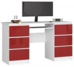 AKORD Íróasztal 135x50cm fehér, magasfényű piros (IP0PBIUA11BIAPOLCZERW)