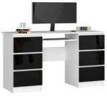 AKORD Íróasztal 135x50cm fehér, magasfényű fekete (IP0PBIUA11BIAPOLCZAR)