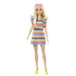 Mattel Barbie Fashionista barátnők stílusos divatbaba - szivárvány csíkos ruhában (FBR37-HJR96)
